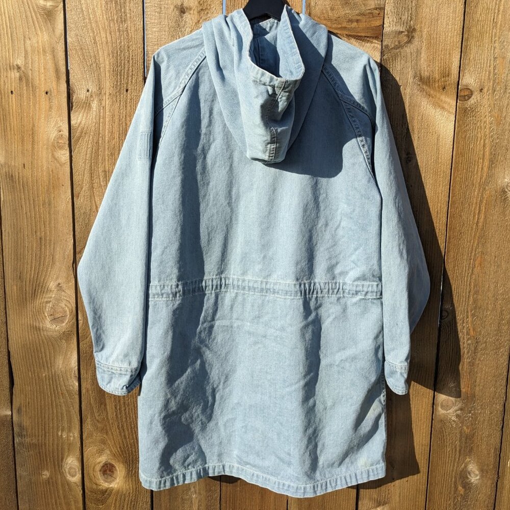 Stussy Denim Chore Jacket Men's Small Hoodie Barn Coat Jean Parka Workwear - Picture 13 of 16